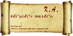 Káplár Adrián névjegykártya
